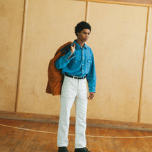 Load image into Gallery viewer, BLEACHED DENIM UTILITY SHIRT - MID BLUE
