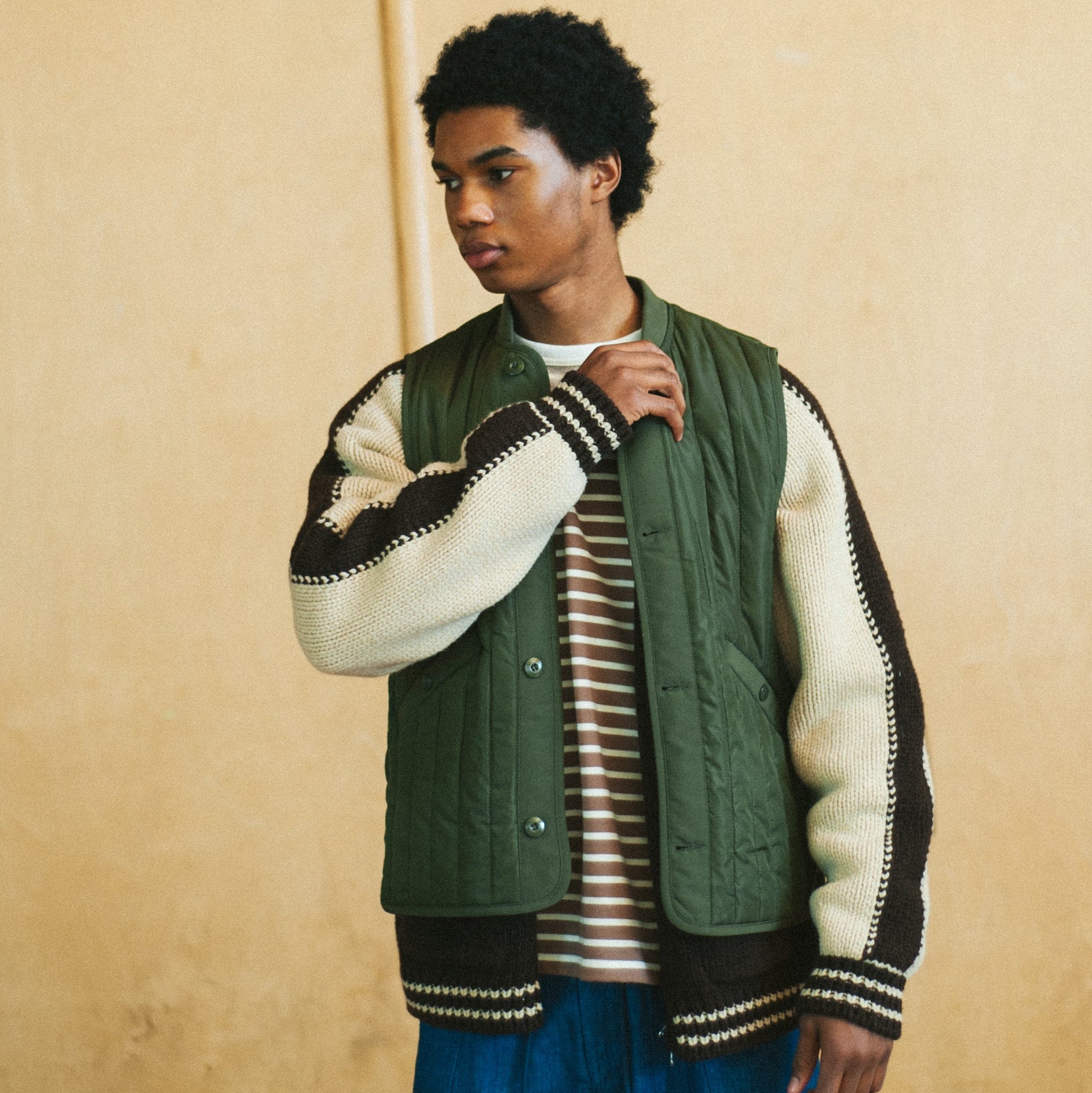STRIPE QUILT MIL LINER VEST - OLIVE - THE GREAT DIVIDE – Frizmworks