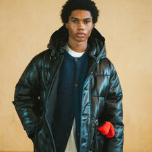 Load image into Gallery viewer, LEATHER KARAKORAM GOOSE DOWN PARKA JACKET - BLACK
