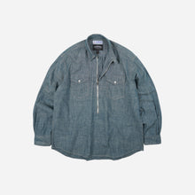 Load image into Gallery viewer, Kuroki Chambray Half Zip Shirt - Washed Blue
