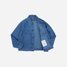 Load image into Gallery viewer, Sashiko Denim Trucker Jacket - Mid Blue
