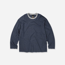 Load image into Gallery viewer, STRIPE RELAXED LONG SLEEVE T-SHIRT - NAVY
