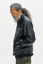 Load image into Gallery viewer, Destroyed Cowhide Leather Jacket - Black
