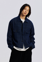 Load image into Gallery viewer, Sashiko Denim Trucker Jacket - Indigo
