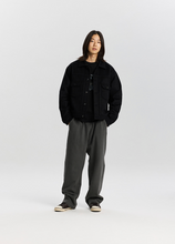 Load image into Gallery viewer, Solid Wool Trucker Jacket - Black
