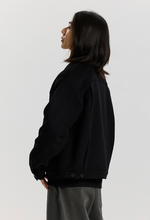 Load image into Gallery viewer, Solid Wool Trucker Jacket - Black
