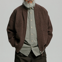 Load image into Gallery viewer, WOOL DECK ZIP UP CARDIGAN - CHOCO BROWN
