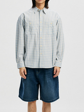 Load image into Gallery viewer, MELANGE CHECK WORK SHIRT - SKY BLUE
