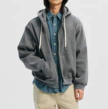 Load image into Gallery viewer, WAFFLE HOOD ZIP UP PARKA - GREY
