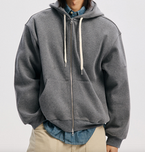 Load image into Gallery viewer, WAFFLE HOOD ZIP UP PARKA - GREY
