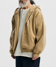 Load image into Gallery viewer, WAFFLE ZIP UP HOODIE - BEIGE
