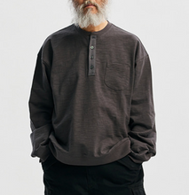 Load image into Gallery viewer, SLUB HENLEY L/S T-SHIRT - CHARCOAL
