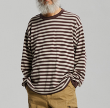 Load image into Gallery viewer, STRIPE KNIT L/S T-SHIRT - BROWN
