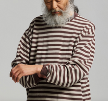 Load image into Gallery viewer, STRIPE KNIT L/S T-SHIRT - BROWN
