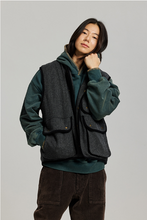 Load image into Gallery viewer, Herringbone Wool Hunting Vest - Grey Black
