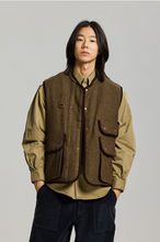 Load image into Gallery viewer, Herringbone Wool Hunting Vest - Brown Green
