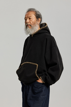 Load image into Gallery viewer, Needle Stitch Pullover Hoody - Black Brown
