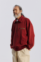 Load image into Gallery viewer, Vintage Dyeing Half Zip Sweat - Vintage Red
