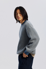 Load image into Gallery viewer, Rollneck Ringer Knit - Blue
