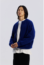 Load image into Gallery viewer, Wool Deck Zip Up Cardigan - Cobalt Blue
