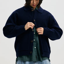 Load image into Gallery viewer, ULTRA HEAVYWEIGHT COLLAR CARDIGAN - NAVY

