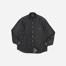 Load image into Gallery viewer, Utility Flap Pocket Denim Work Shirt - Black
