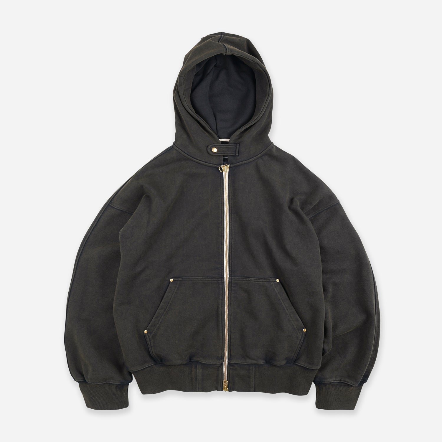 VINTAGE DYEING HOODED ZIP PARKA - BLACK/BROWN - THE GREAT DIVIDE