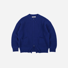 Load image into Gallery viewer, Wool Deck Zip Up Cardigan - Cobalt Blue
