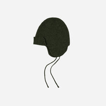 Load image into Gallery viewer, Wool Earflap Knit Beanie - Forest Green
