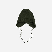 Load image into Gallery viewer, Wool Earflap Knit Beanie - Forest Green
