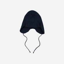 Load image into Gallery viewer, Wool Earflap Knit Beanie - Navy
