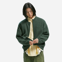 Load image into Gallery viewer, WOOL DECK ZIP UP CARDIGAN - FOREST GREEN
