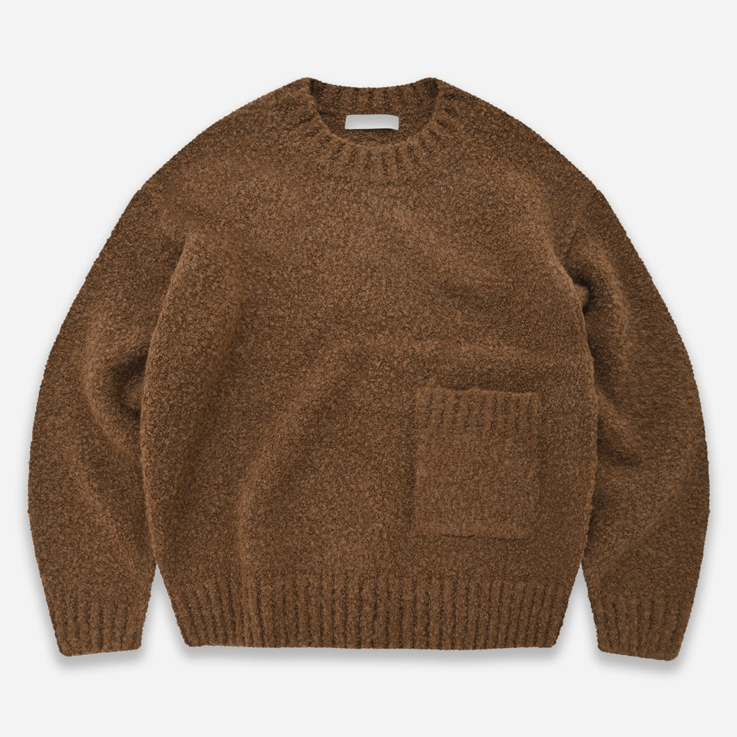 ALPACA BOUCLE KNIT - BROWN