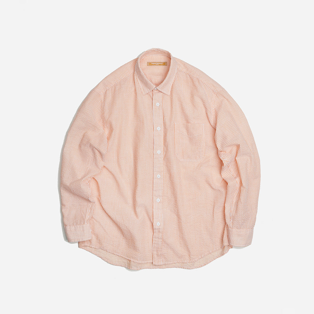 OG STRIPE SEERSUCKER SHIRT - ORANGE