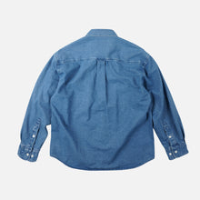 Load image into Gallery viewer, BLEACHED DENIM UTILITY SHIRT - MID BLUE

