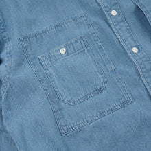 Load image into Gallery viewer, BLEACHED DENIM UTILITY SHIRT - MID BLUE
