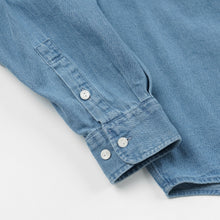 Load image into Gallery viewer, BLEACHED DENIM UTILITY SHIRT - MID BLUE
