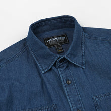 Load image into Gallery viewer, BLEACHED DENIM UTILITY SHIRT - INDIGO
