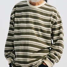 Load image into Gallery viewer, BLOCK STRIPE LONG SLEEVE T-SHIRT - OLIVE
