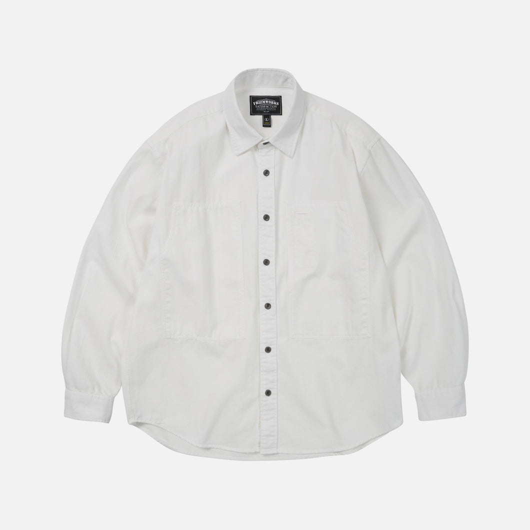 DENIM CARPENTER POCKET WORK SHIRT - WHITE HBT