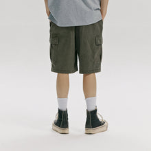 Load image into Gallery viewer, FADED COTTON CARGO SHORTS - OLIVE
