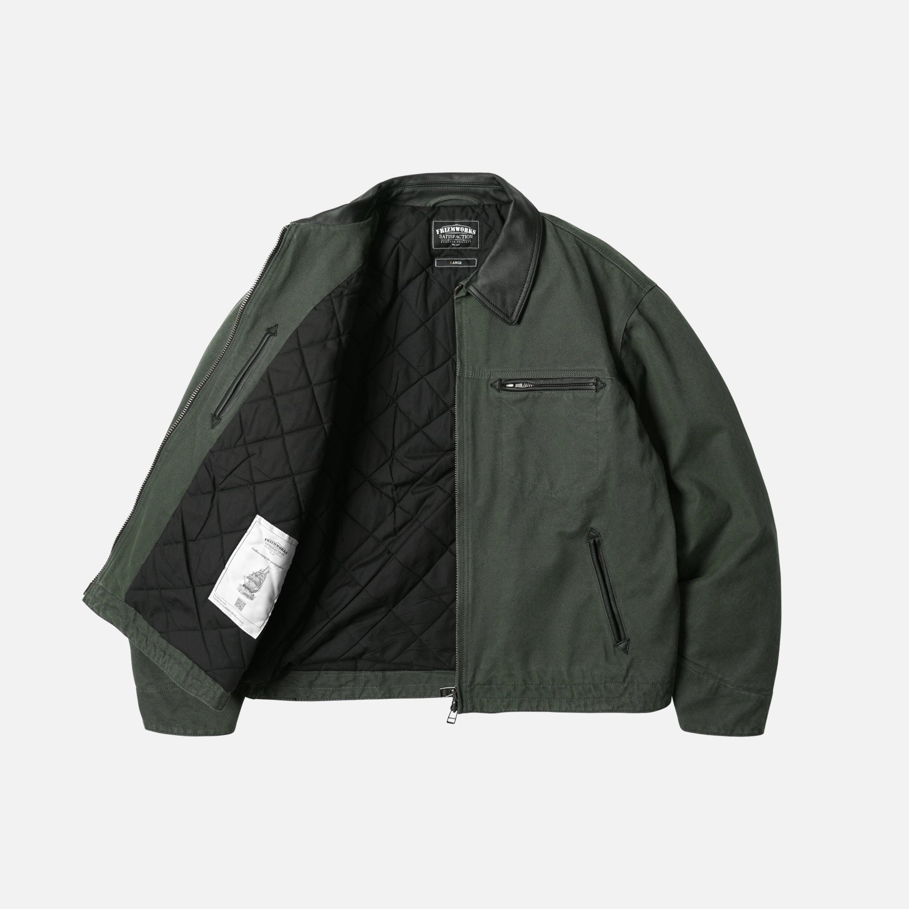 HEAVY CANVAS DESTROYED WORK JACKET - OLIVE - THE GREAT DIVIDE