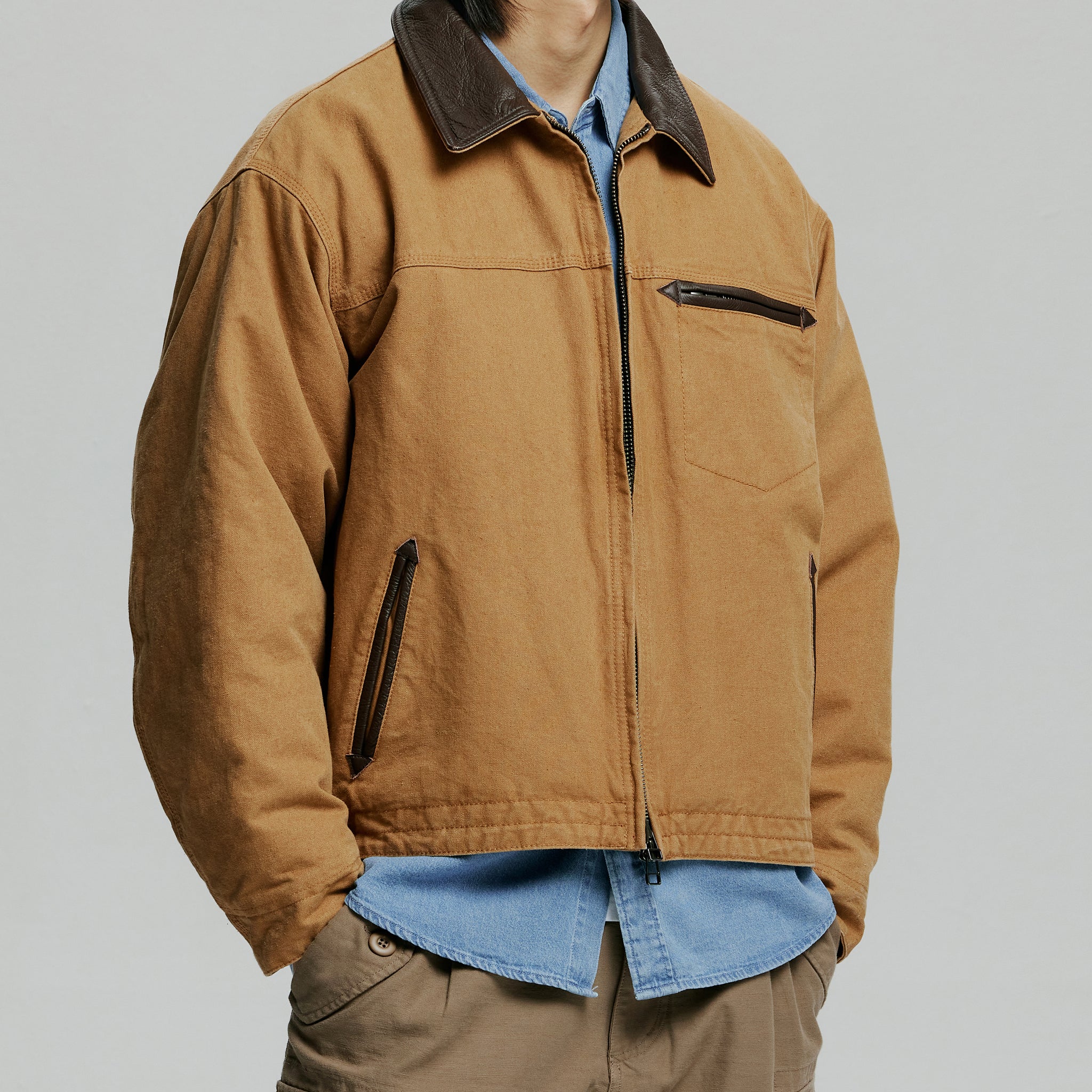 HEAVY CANVAS DESTROYED WORK JACKET - TAN - THE GREAT DIVIDE