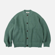 Load image into Gallery viewer, HEAVY WOOL ROUND CARDIGAN - JADE GREEN
