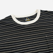Load image into Gallery viewer, JACQUARD STRIPE HALF T-SHIRT - BLACK
