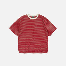 Load image into Gallery viewer, JACQUARD STRIPE HALF T-SHIRT - RED
