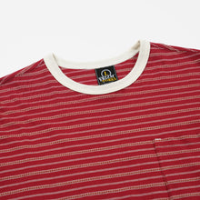Load image into Gallery viewer, JACQUARD STRIPE HALF T-SHIRT - RED
