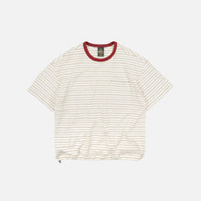 Load image into Gallery viewer, JACQUARD STRIPE HALF T-SHIRT - CREAM
