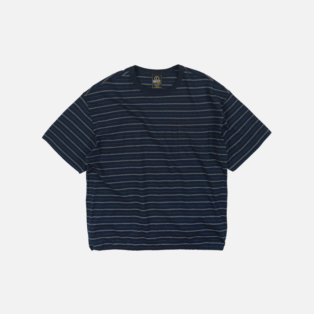 JACQUARD STRIPE HALF T-SHIRT - NAVY - THE GREAT DIVIDE – Frizmworks