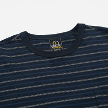Load image into Gallery viewer, JACQUARD STRIPE HALF T-SHIRT - NAVY
